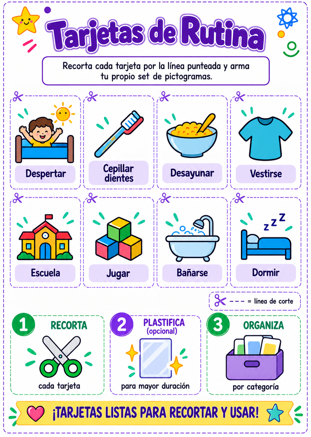 Tarjetas de Rutina para Recortar